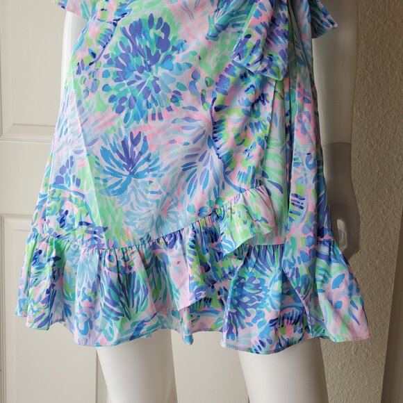 Lilly Pulitzer Dariah Size 2 Mini Short Sleeve Wrap Dress - Picture 4 of 12
